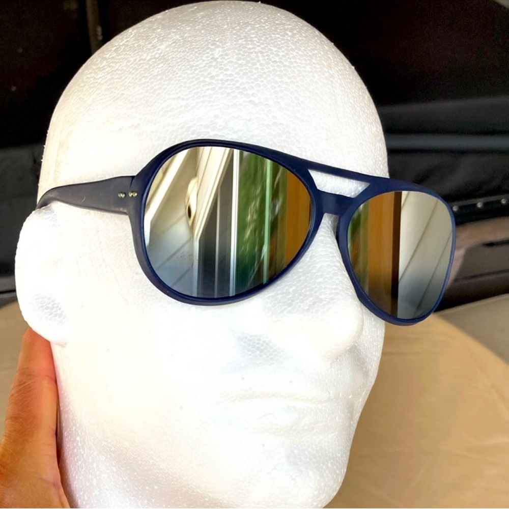 I-ski matte snowbird Blue Aviator Sunglasses mirrored